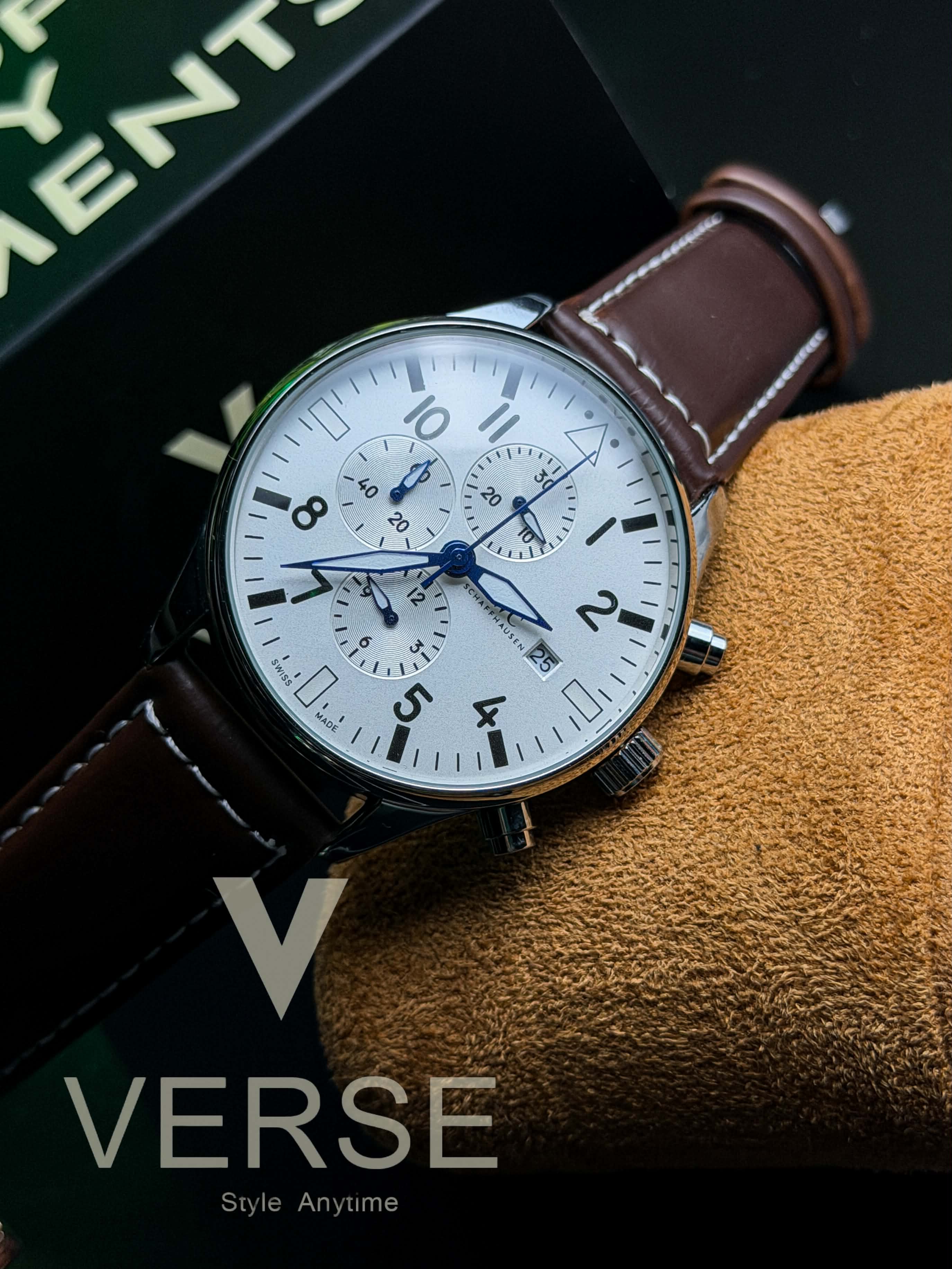 IWC Schaffhausen Pilot's Watch Chronograph "Le Petit Prince" | White Dial Espresso Brown Leather - ( Double A ) - VERSE -