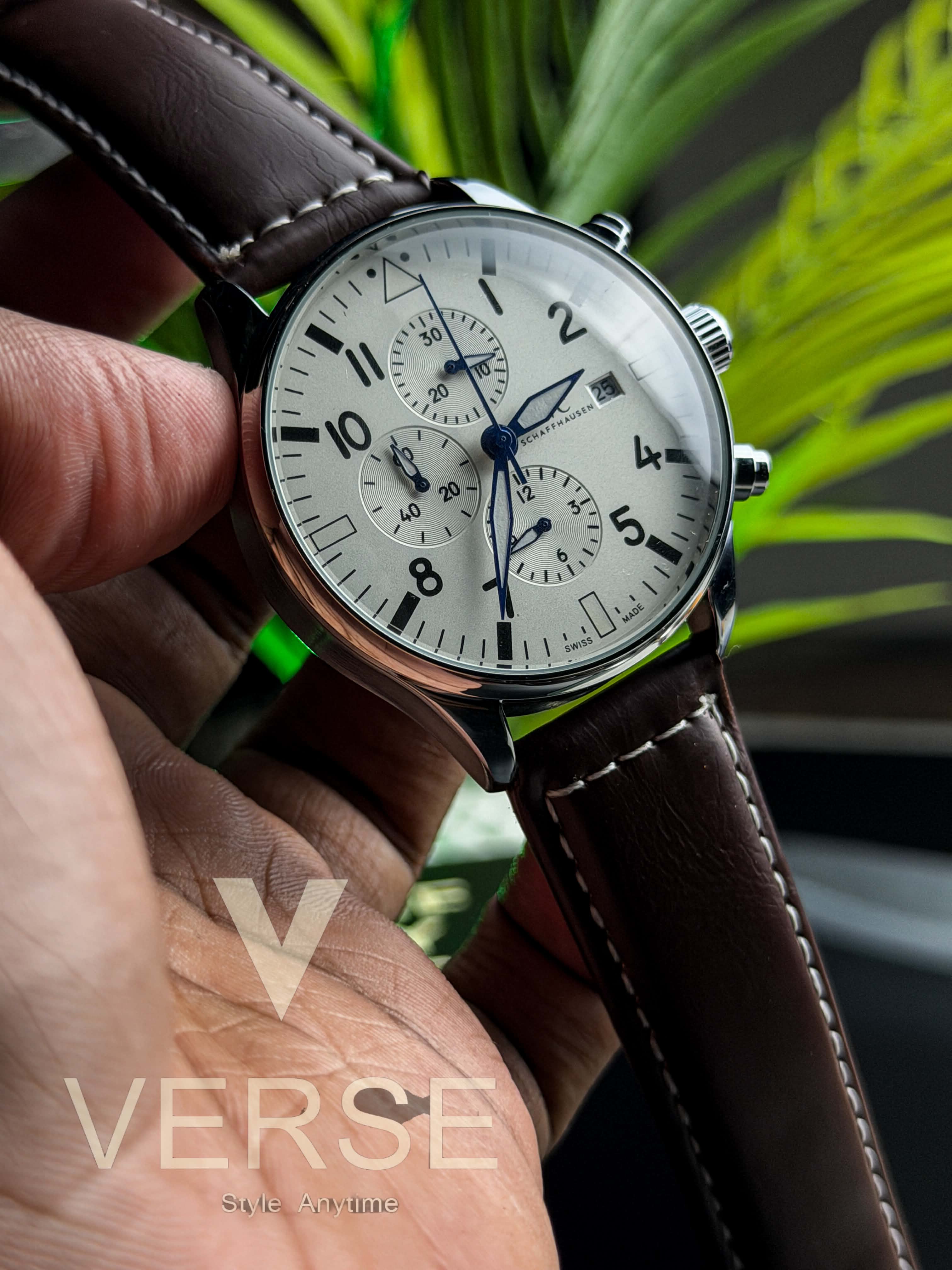 IWC Schaffhausen Pilot's Watch Chronograph "Le Petit Prince" | White Dial Espresso Brown Leather - ( Double A ) - VERSE -