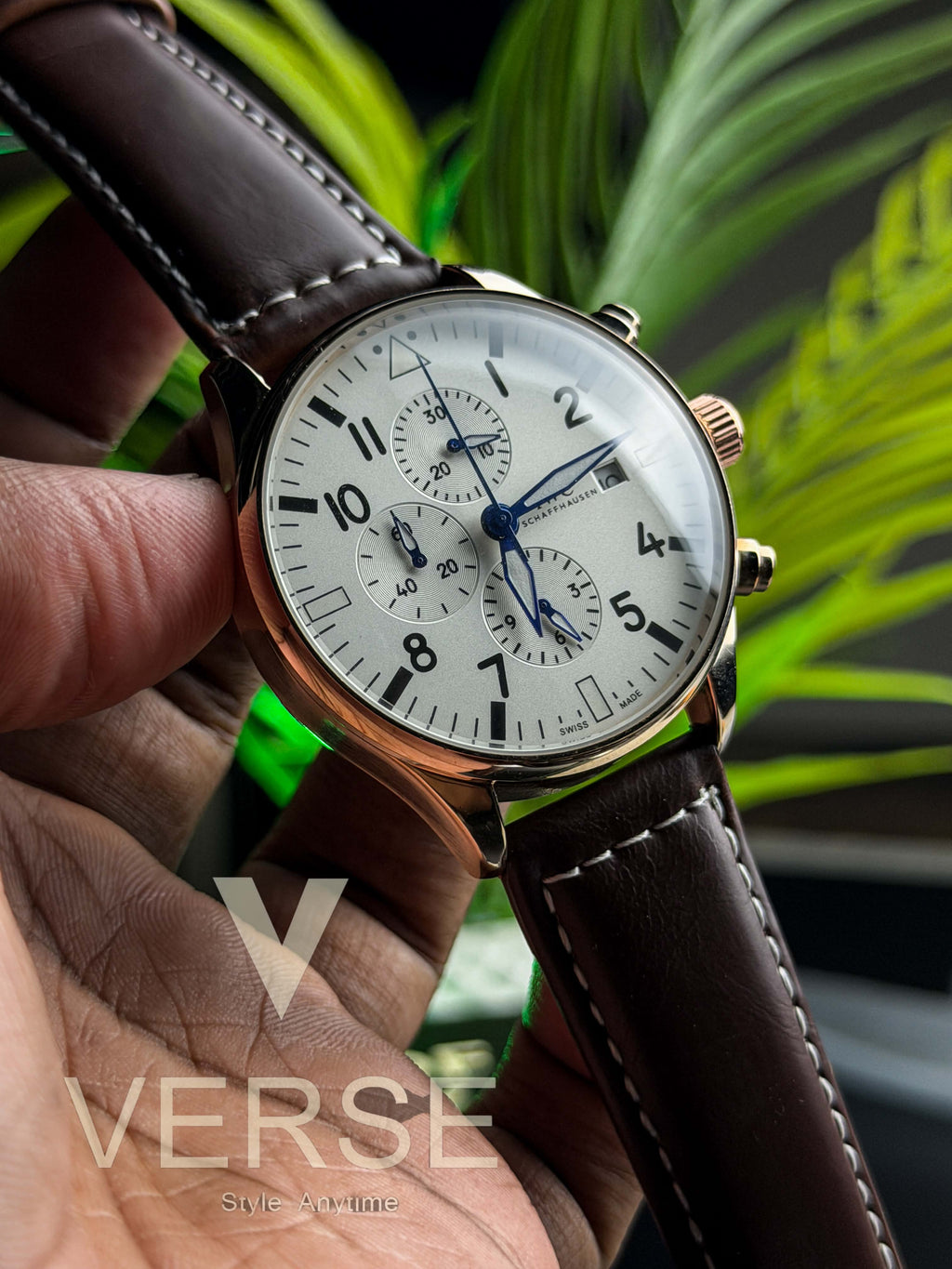 IWC Schaffhausen Pilot's Watch Chronograph "Le Petit Prince" | White Dial Espresso Brown Leather Rose Gold Case - ( Double A ) - VERSE -