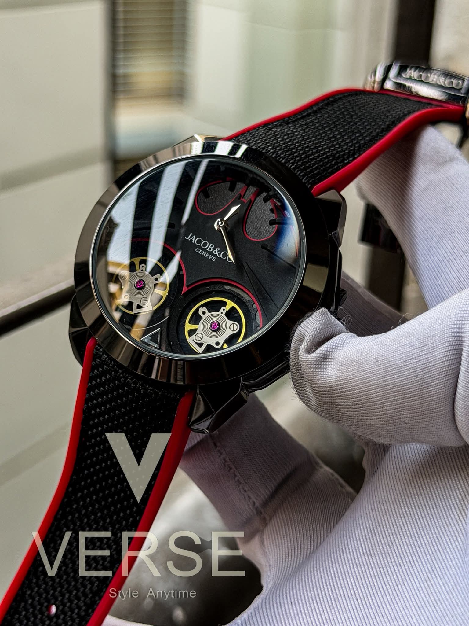 Jacob & Co. Gotham City Edition Dual Balance | Red Accents Black Dial - Quartz ( Double A ) - VERSE - 