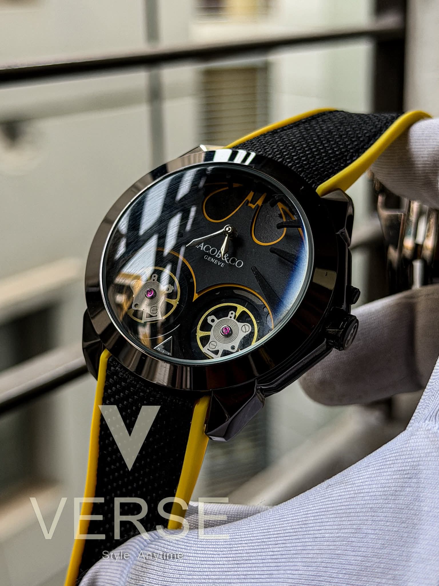 Jacob & Co. Gotham City Edition Dual Balance | Yellow Accents Black Dial - Quartz ( Double A ) - VERSE - 