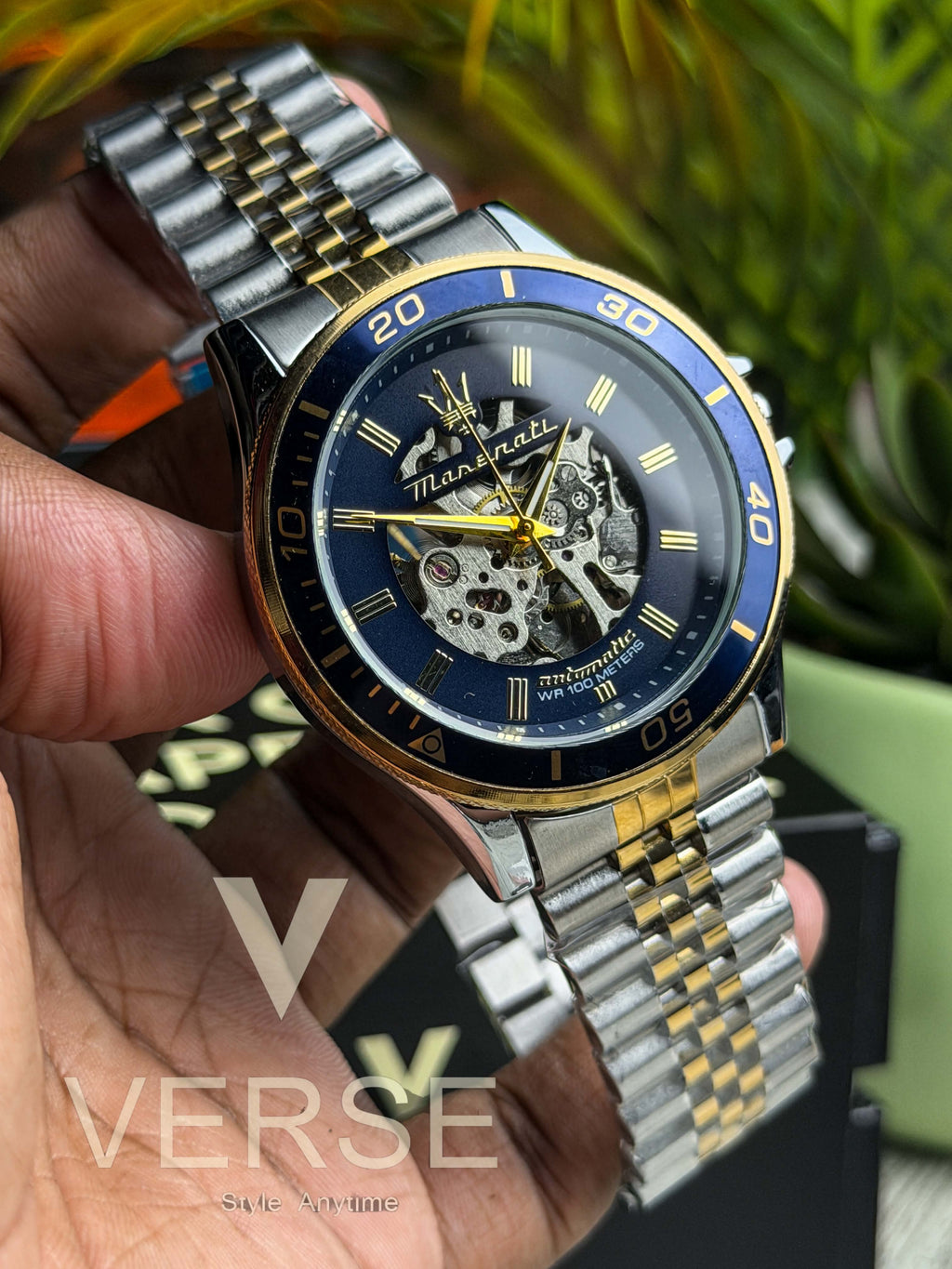 Maserati Sfida Skeleton Automatic | Royal Navy Blue Dial (Two-Tone) - ( Semi Triple A ) - VERSE -