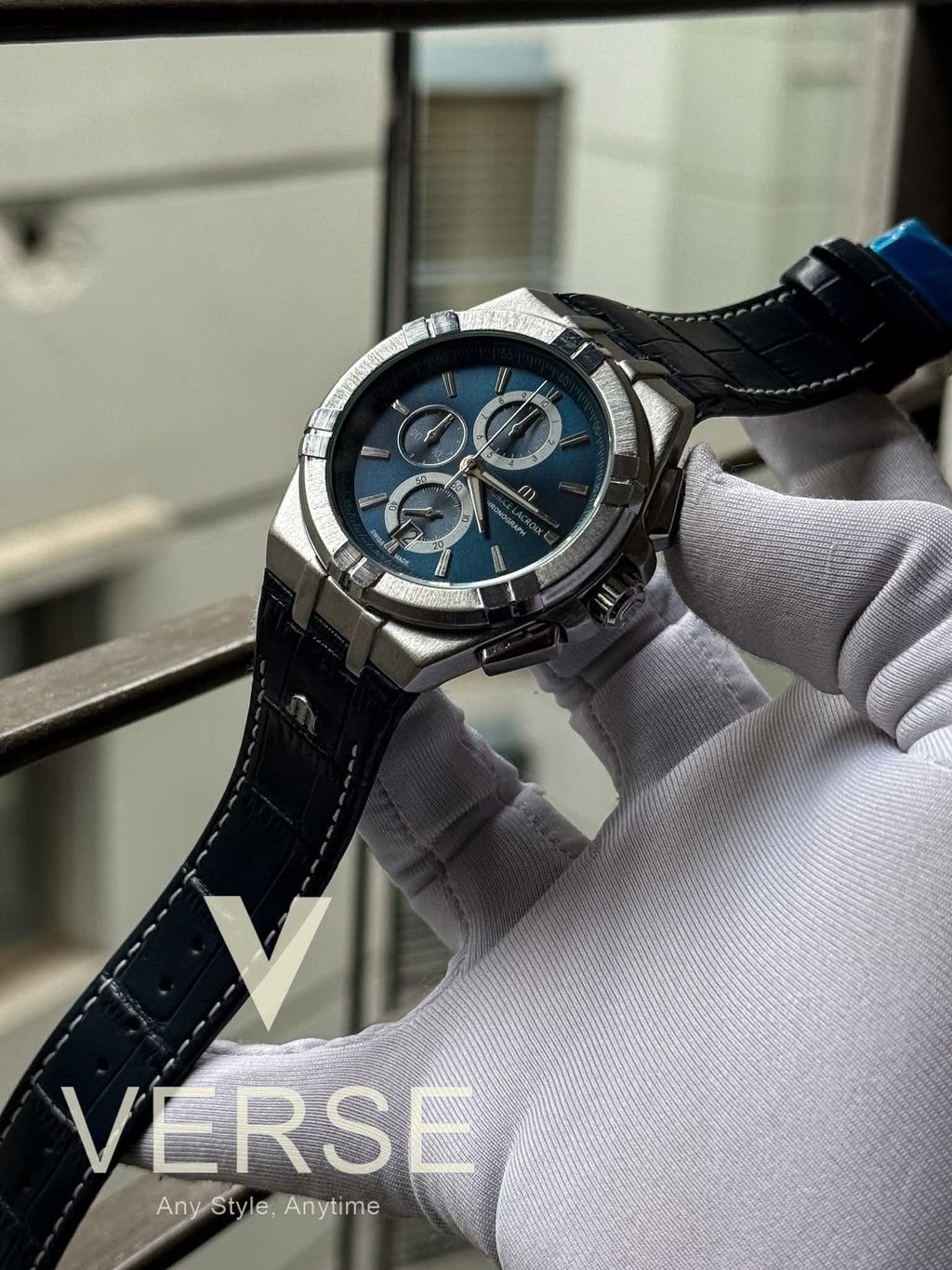 Maurice Lacroix Aikon Chronograph | Clous de Blue Dial Black Leather - ( Double A ) - VERSE - 