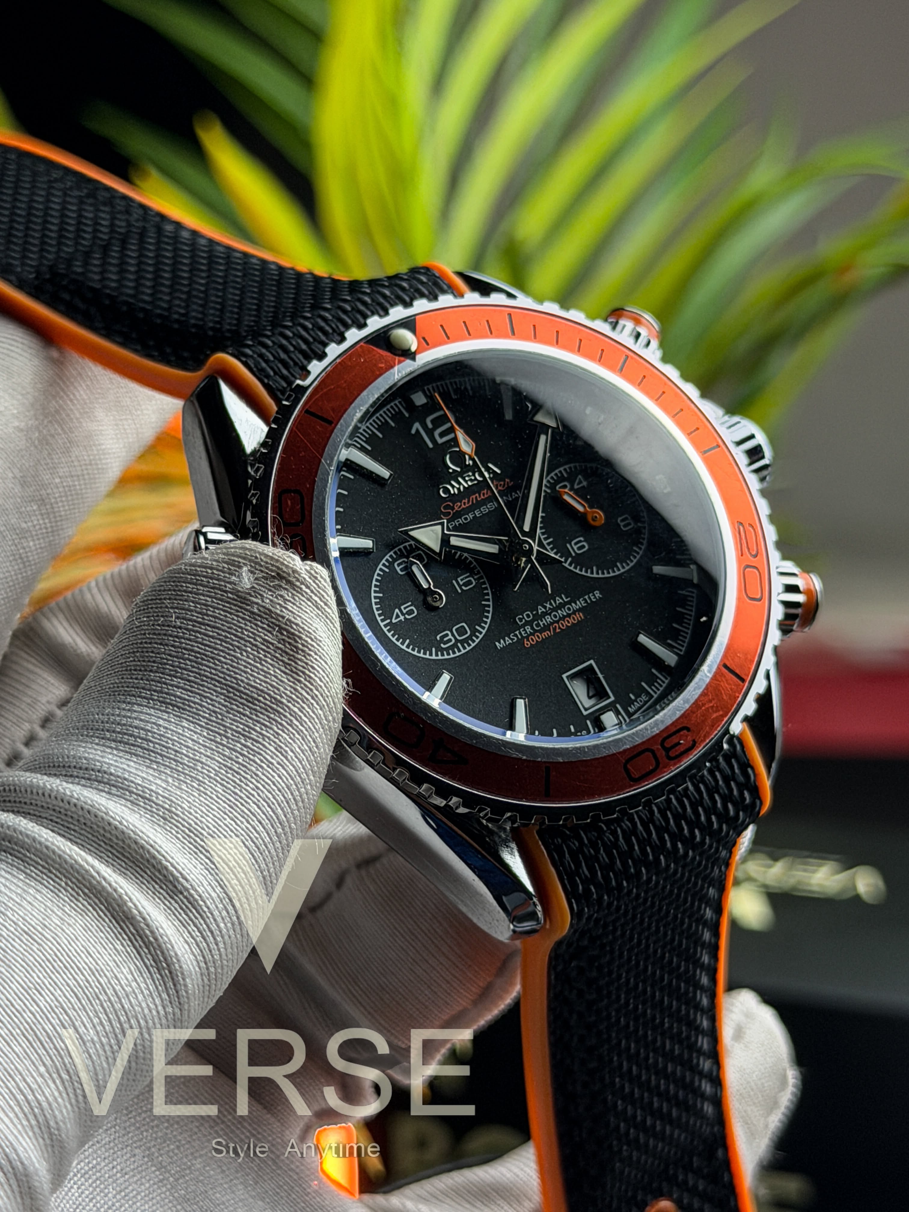 Omega Seamaster Planet Ocean Chronograph | Black Dial Blaze Orange Bezel - ( Double A ) - VERSE -