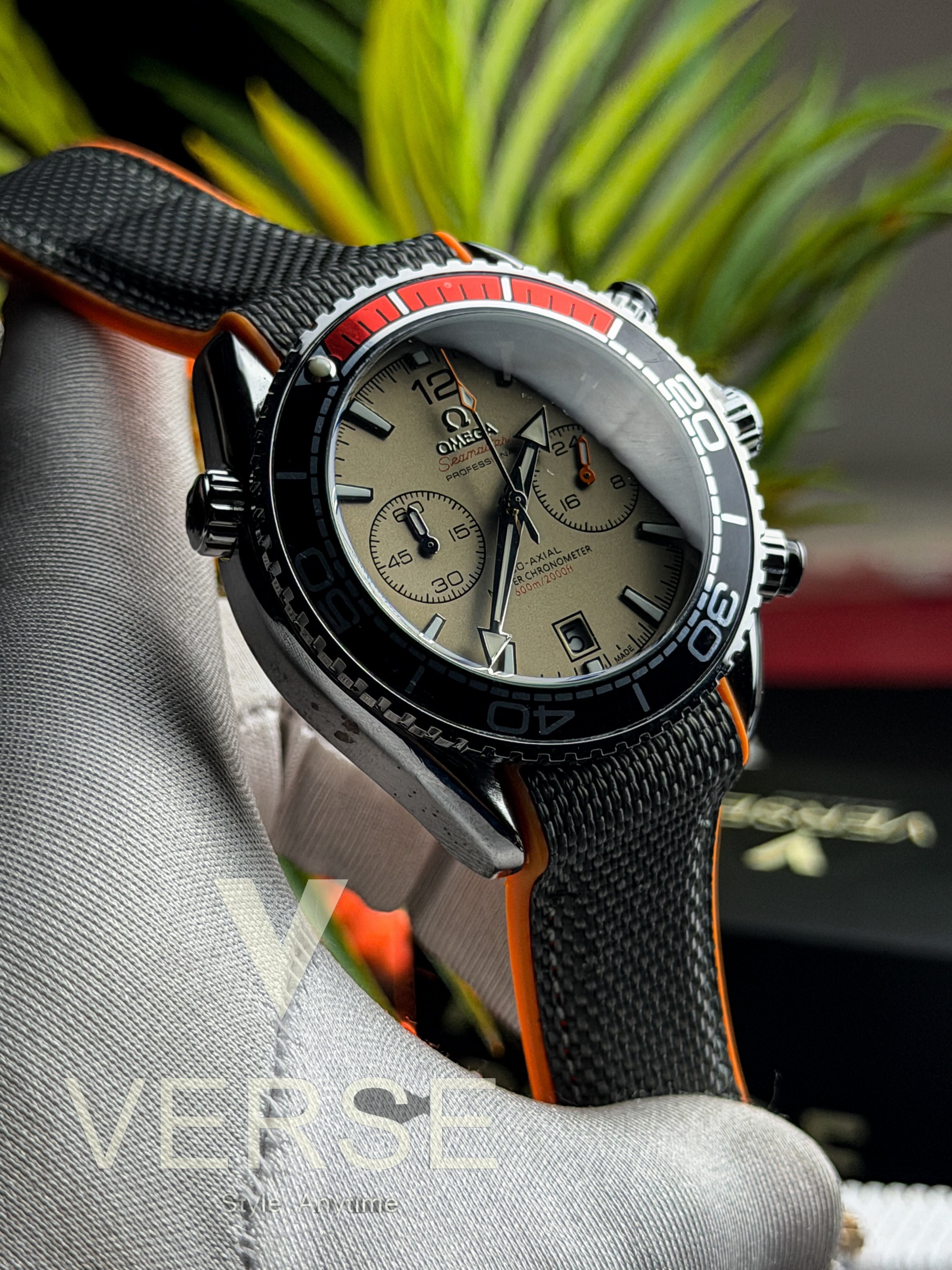 Omega Seamaster Planet Ocean Chronograph | Sand-Grey Dial Two-Tone Black & Orange Bezel - ( Double A ) - VERSE -