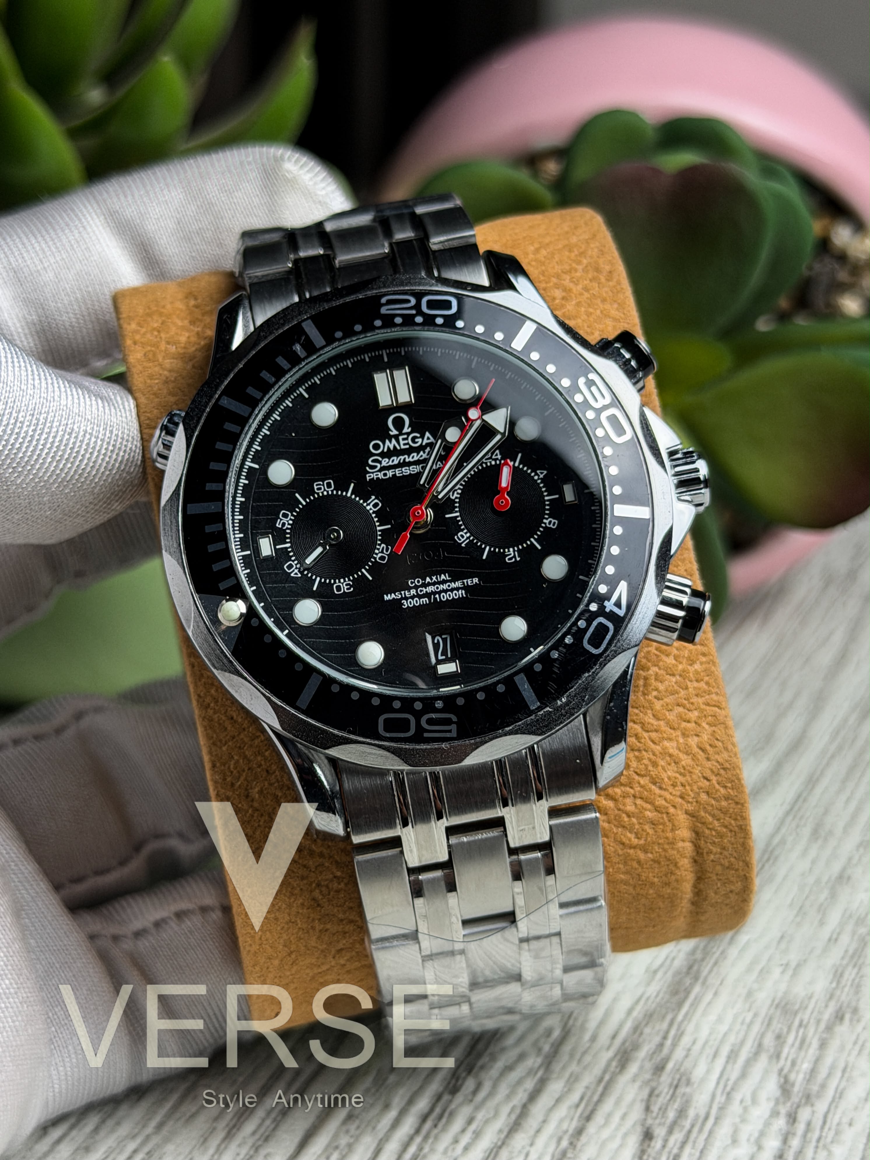 Omega Seamaster Professional 300M Chronograph | Black Dial Stainless Steel Watch - ( Double A ) - VERSE - 