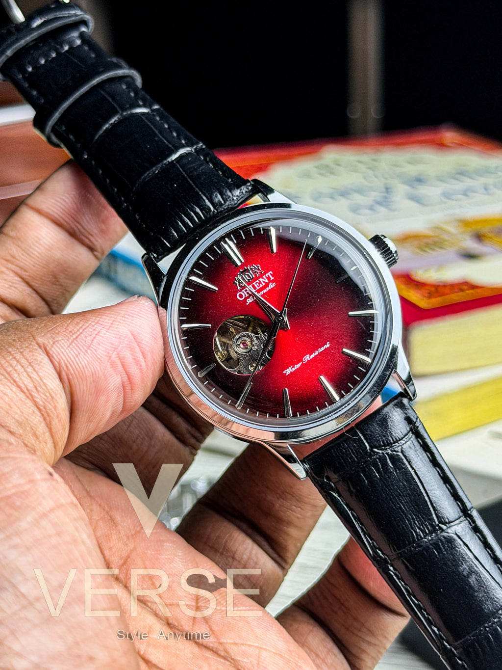 Orient Bambino Open Heart Automatic | Fumé Cabernet Crimson Dial Black Leather - ( Double A ) - VERSE -