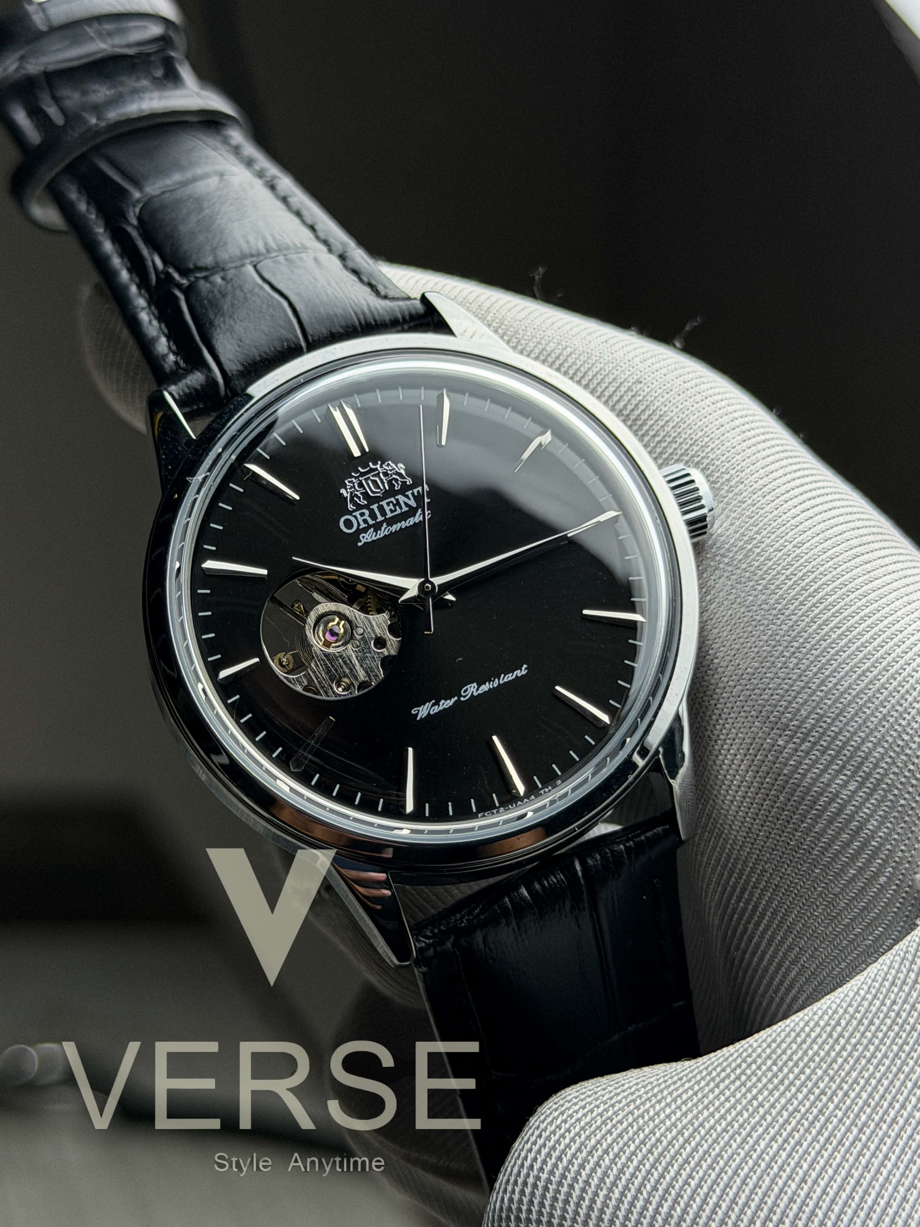 Orient Bambino Open Heart Automatic | Obsidian Black Dial Black Leather Strap - ( Double A ) - VERSE - 