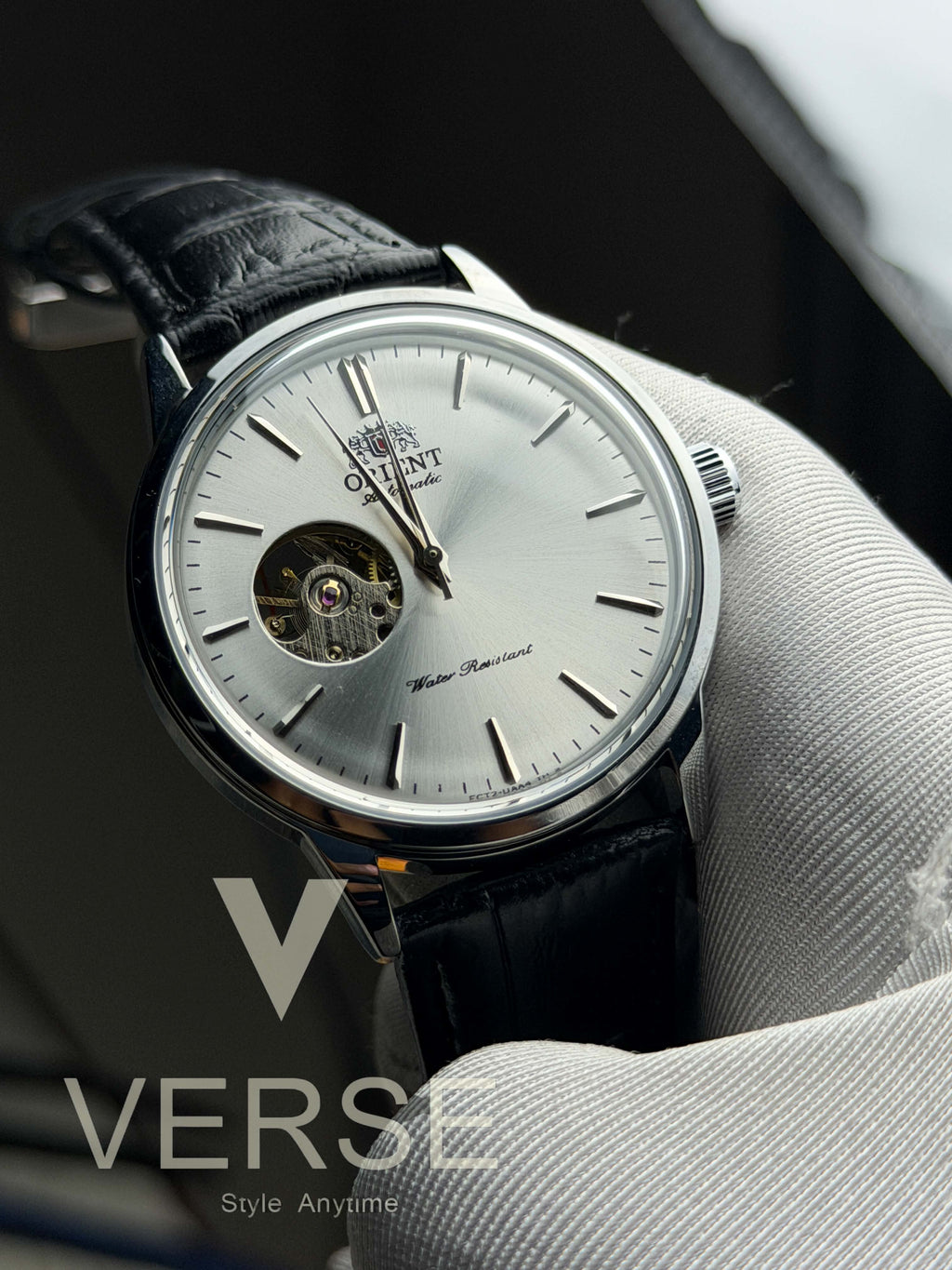 Orient Bambino Open Heart Automatic | Opaline White Dial Black Leather Strap - ( Double A ) - VERSE - 