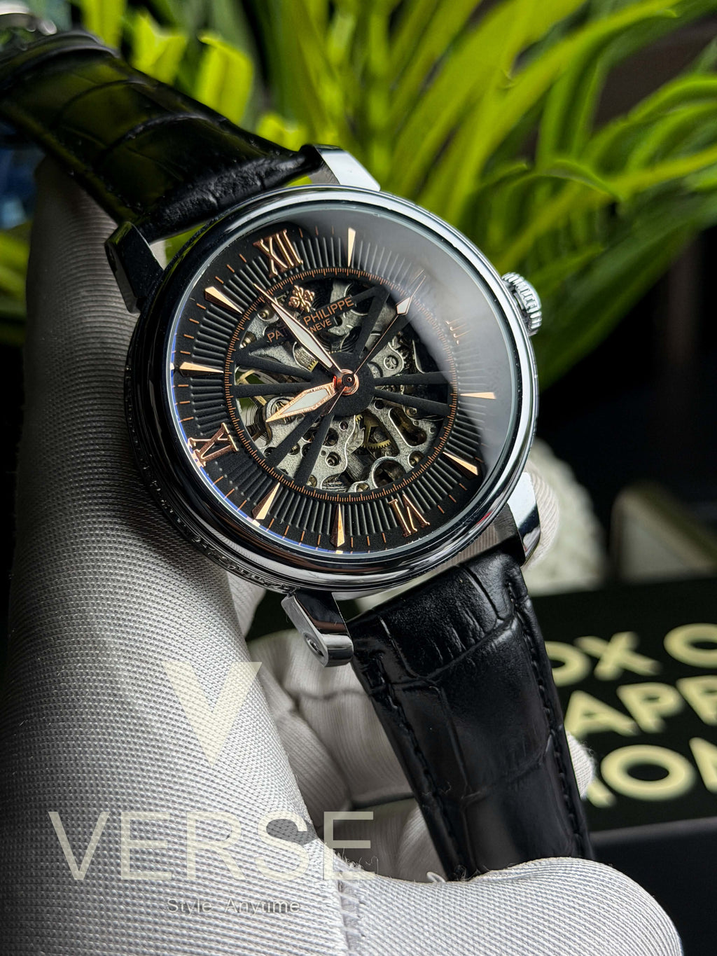 Patek Philippe Automatic Noir Guilloché | Black Strap - ( Double A ) - VERSE -