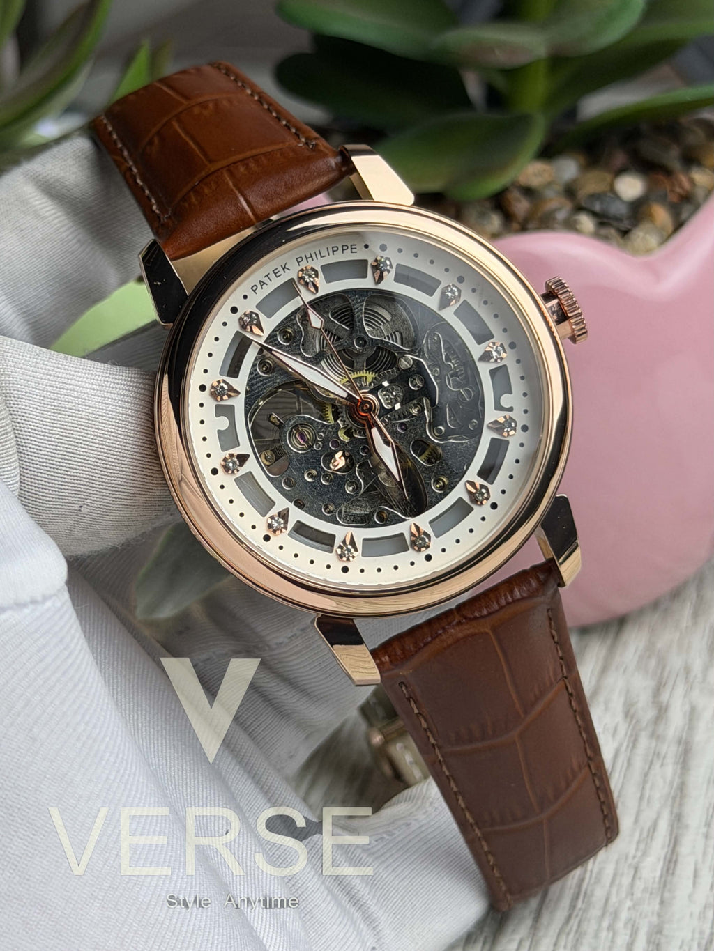 Patek Philippe Calatrava Aethelgard Automatic | Rose Gold Case Brown Leather - ( Semi Triple A ) - VERSE - 