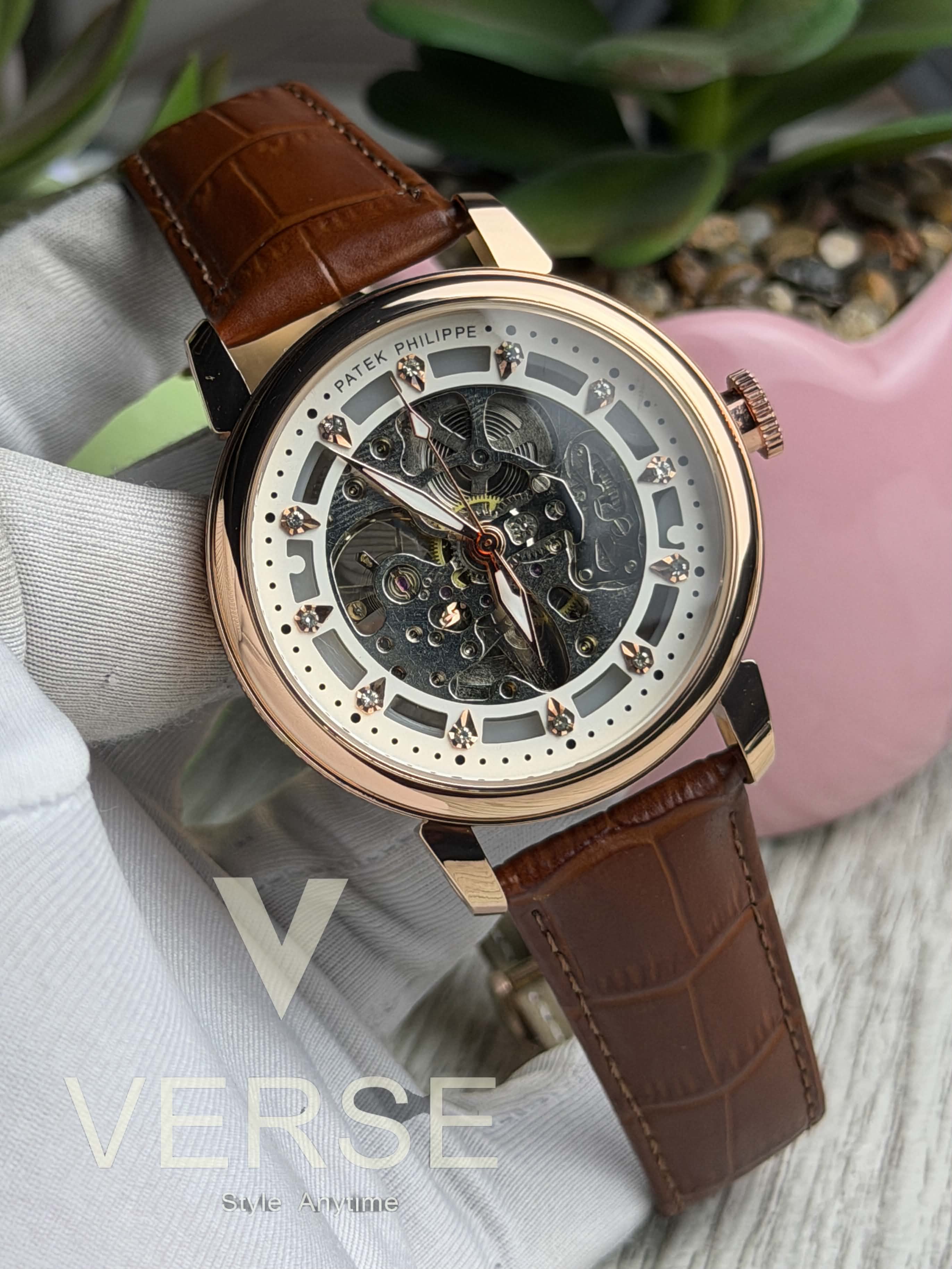 Patek Philippe Calatrava Aethelgard Automatic | Rose Gold Case Brown Leather - ( Semi Triple A ) - VERSE - 