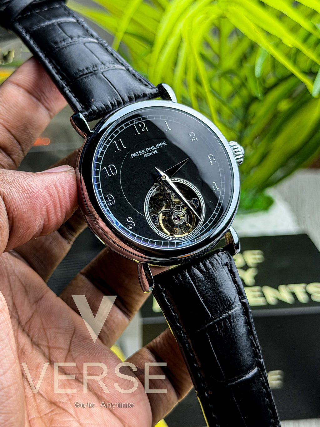 Patek Philippe Prestige Calatrava Tourbillon | Black Dial Black Leather - ( Semi Triple A ) - VERSE -