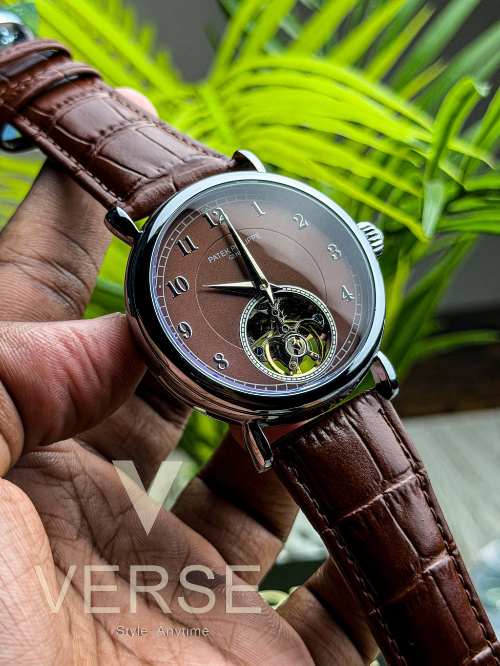 Patek Philippe Prestige Calatrava Tourbillon | Brown Dial Brown Leather - ( Semi Triple A ) - VERSE -