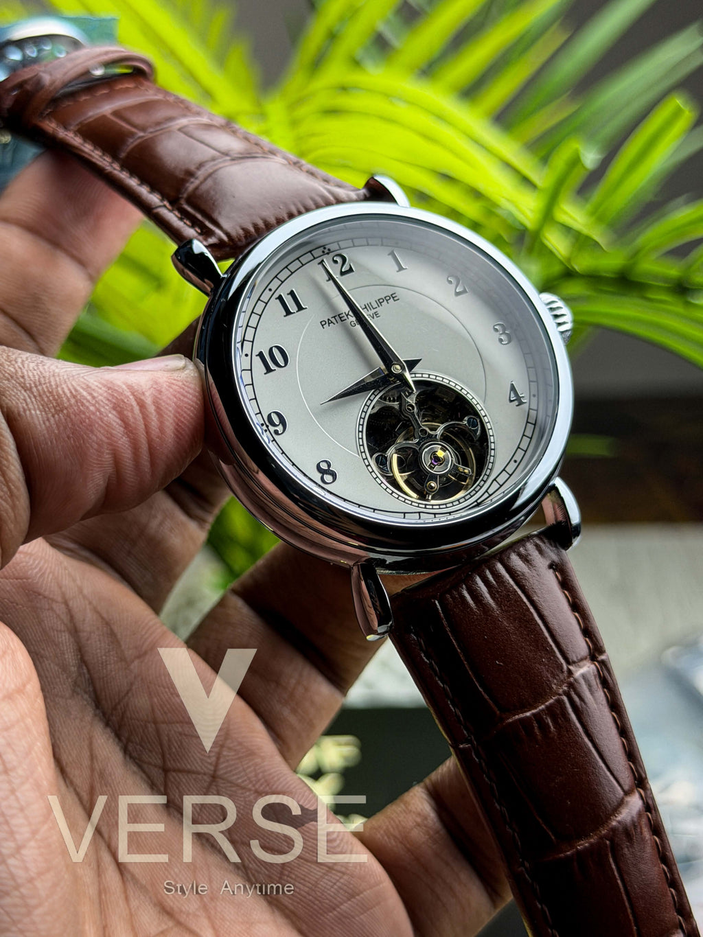 Patek Philippe Prestige Calatrava Tourbillon | White Dial Brown Leather - ( Semi Triple A ) - VERSE -