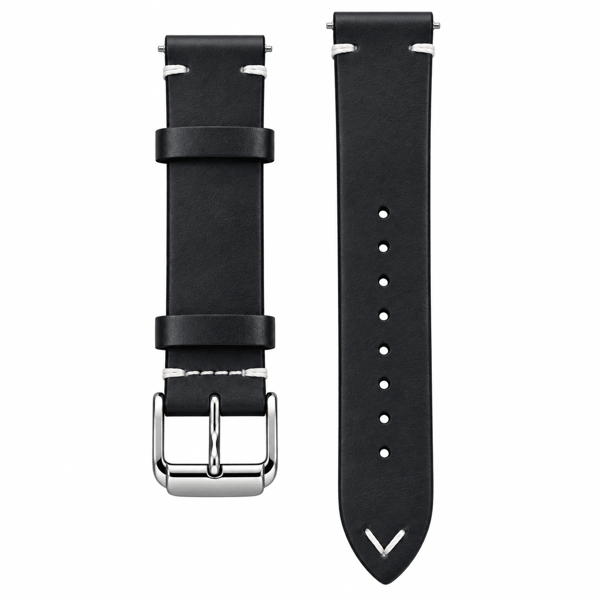 Premium Black Genuine Leather Quick-Release Watch Strap - VERSE -
