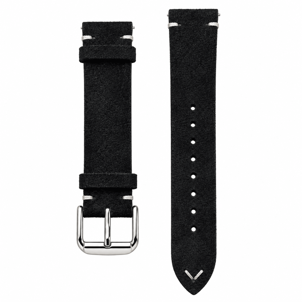 Premium Black Suede Genuine Leather Quick-Release Watch Strap - VERSE -