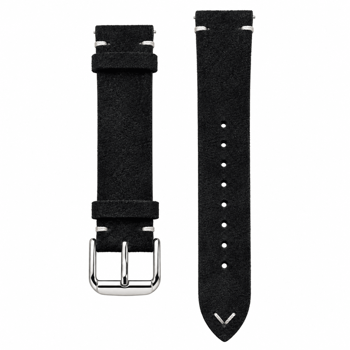 Premium Black Suede Genuine Leather Quick-Release Watch Strap - VERSE -