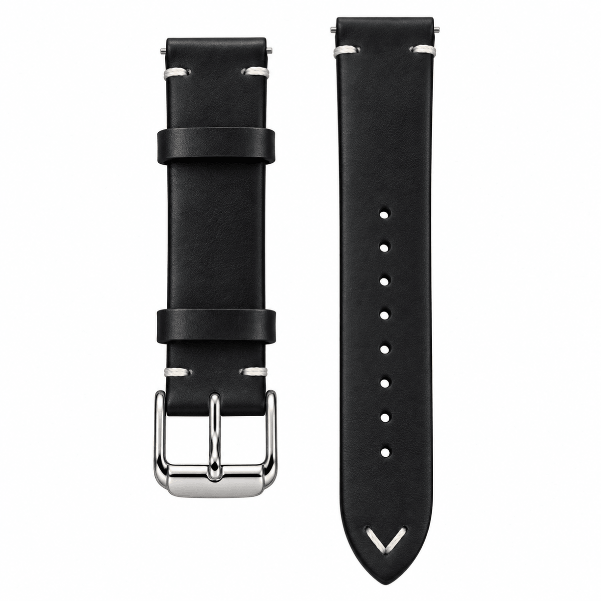 Premium Black Top-Grain Leather Quick-Release Watch Strap - VERSE -