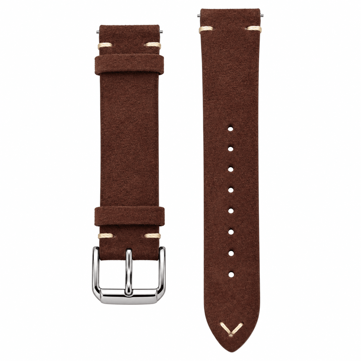 Premium Chocolate Brown Suede Genuine Leather Quick-Release Watch Strap - VERSE -