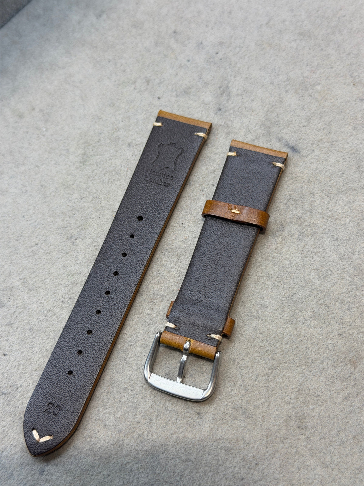 Premium Cognac Brown Top-Grain Leather Quick-Release Watch Strap - VERSE -