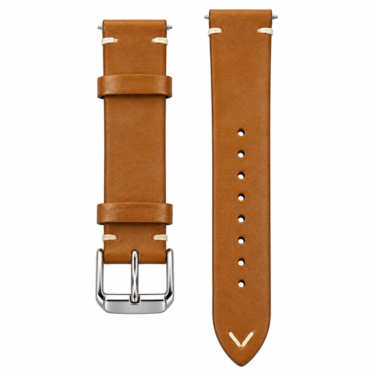 Premium Cognac Brown Top-Grain Leather Quick-Release Watch Strap - VERSE -