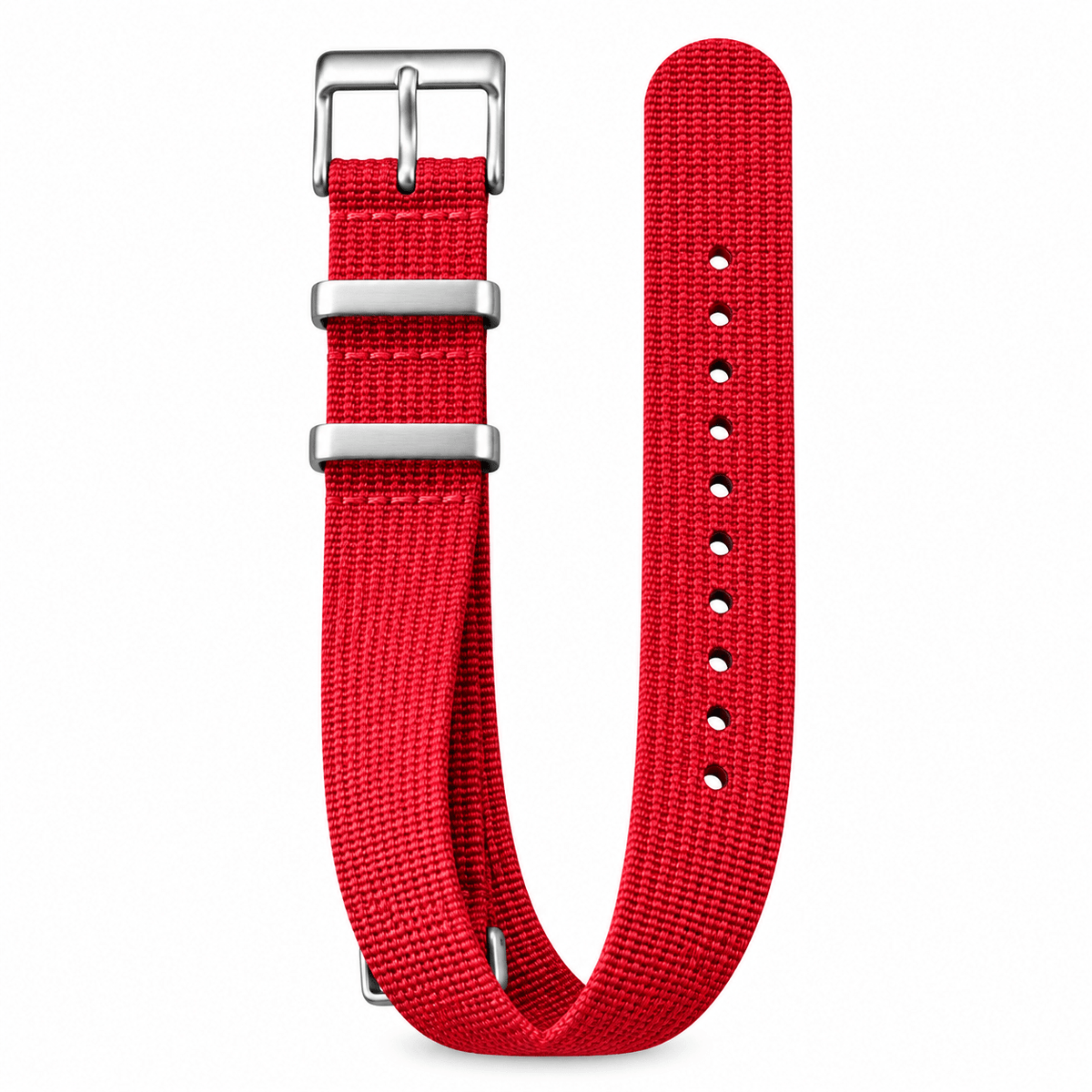 Premium Crimson Red Ribbed Nylon One-Piece Watch Strap - VERSE -