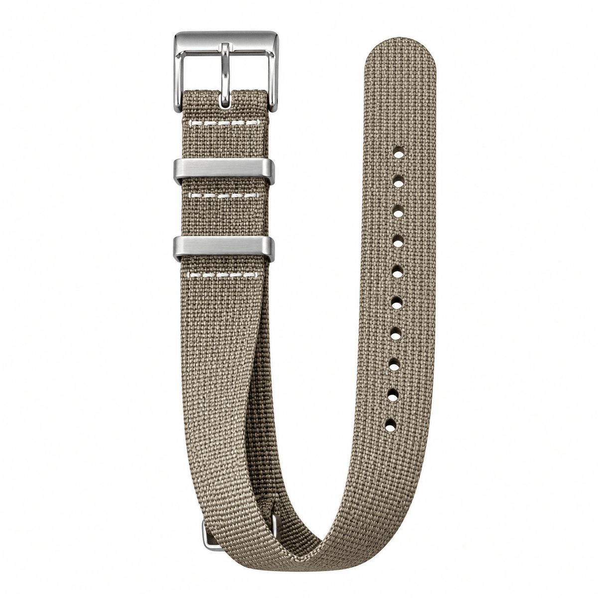 Premium Khaki Ribbed Nylon One-Piece Watch Strap - VERSE -