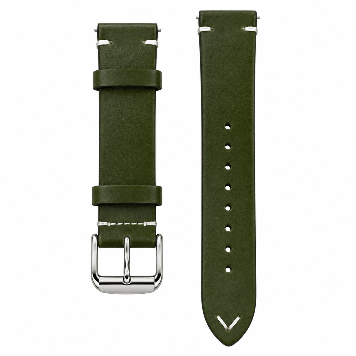 Premium Vintage Olive Green Oil-Waxed Genuine Leather Quick-Release Watch Strap - VERSE -