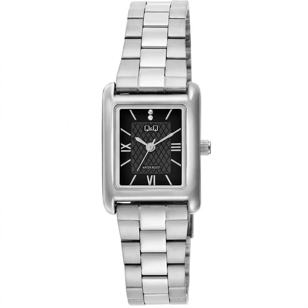 Q&Q C69A-005PY Black Dial Silver Metal Bracelet Women's Watch | Q&Q C69A-005PY - VERSE -