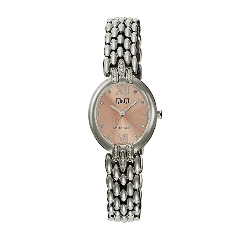 Q&Q Japan Quartz Salmon Pink Mother-of-Pearl Dial Women's Watch | Q&Q F16A-003PY - VERSE -