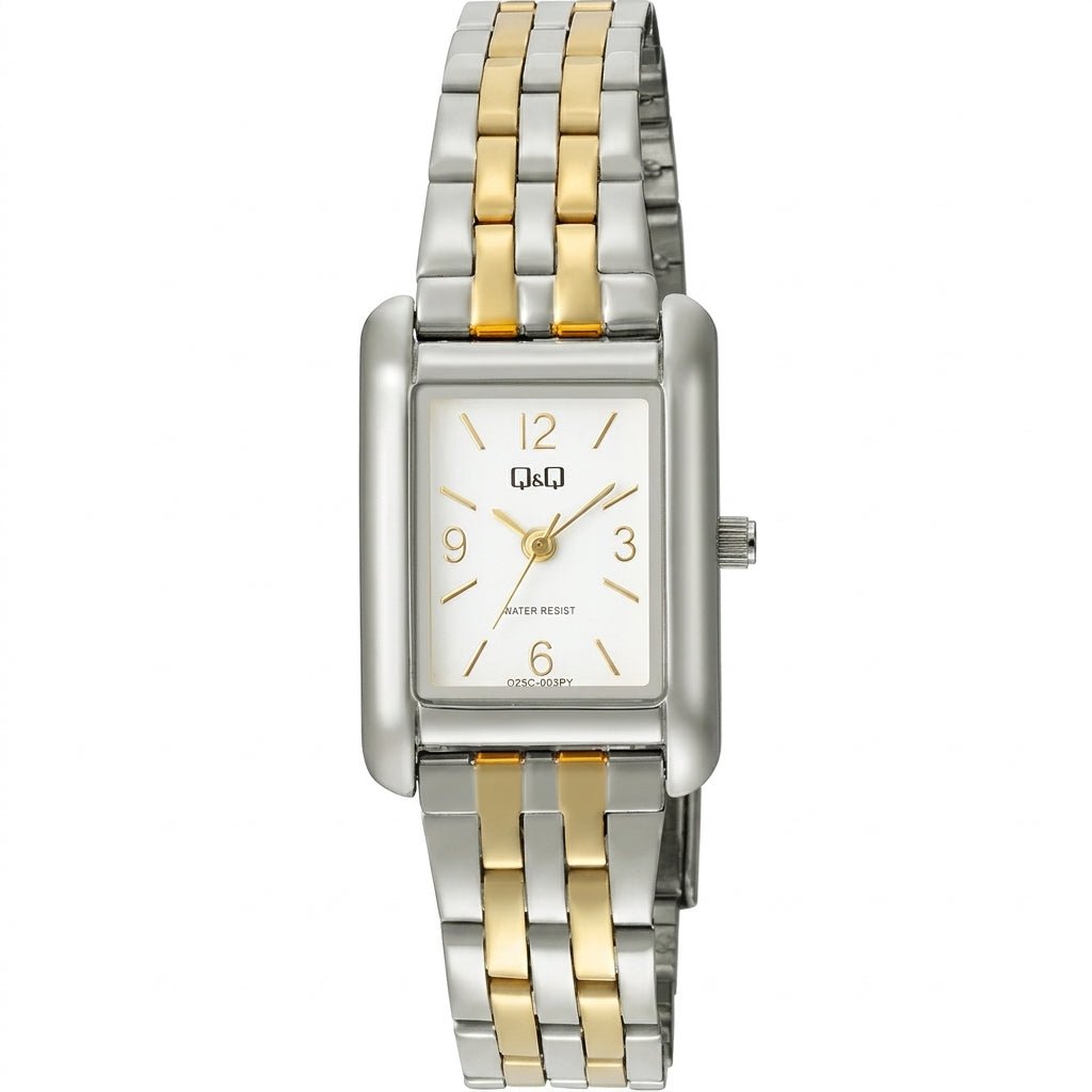 Q&Q Q25C-003PY White Dial Two-Tone Bracelet Women's Watch | Q&Q Q25C-003PY - VERSE -
