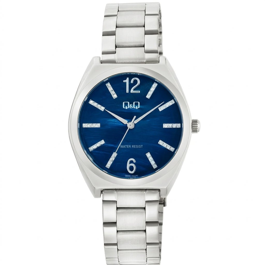 Q&Q Q90B-004PY Navy Blue Dial Silver Metal Bracelet Women's Watch | Q&Q Q90B-004PY - VERSE -