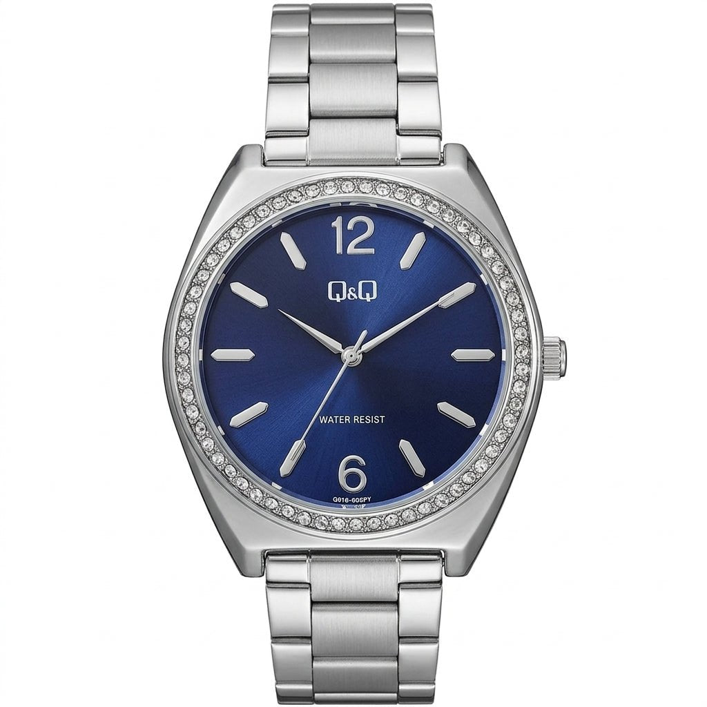 Q&Q Q91B-005PY Blue Dial Silver Metal Bracelet Women's Watch | Q&Q Q91B-005PY - VERSE -