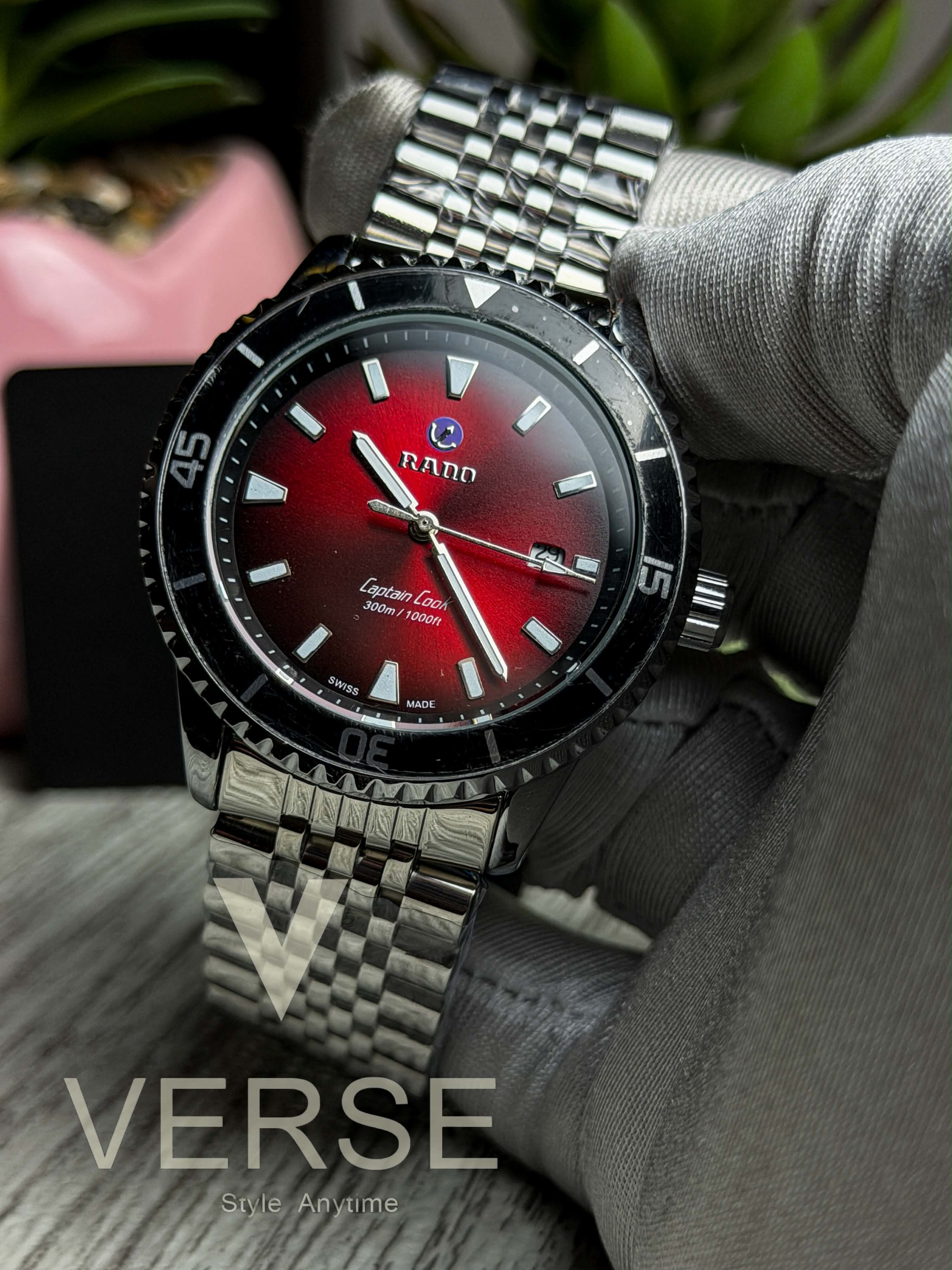 Rado Captain Cook Quartz | Fumé Cabernet Cherry Dial Stainless Steel Watch - ( Double A ) - VERSE - 