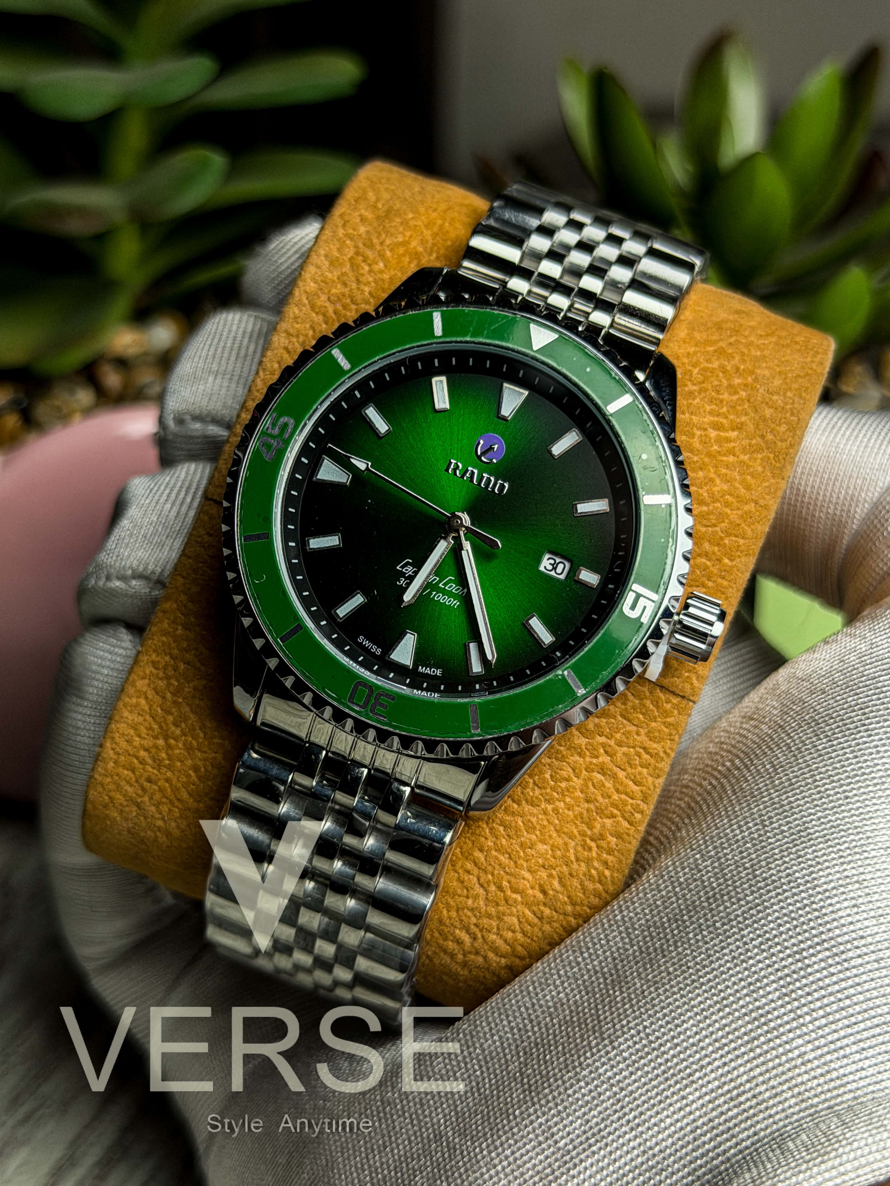 Rado Captain Cook Quartz | Fumé Kermit Green Dial Stainless Steel Watch - ( Double A ) - VERSE - 