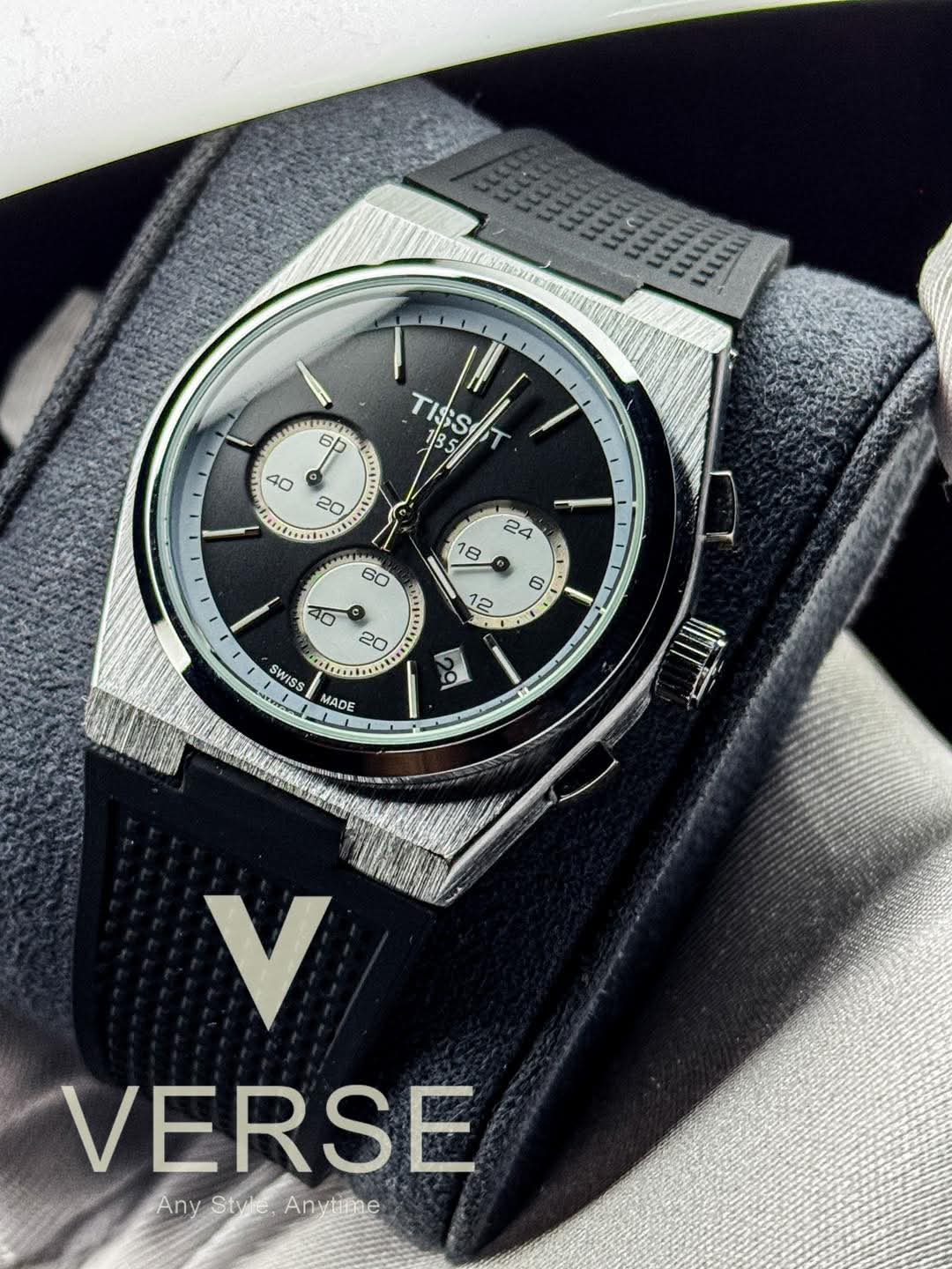 Tissot PRX Chronograph Black Belt Reverse Panda Dial AA - VERSE - 