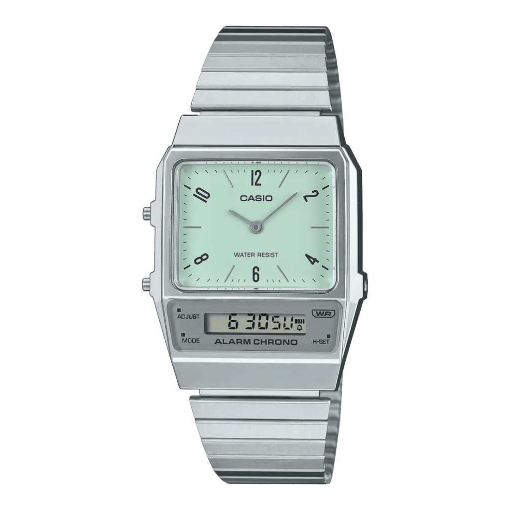 Casio AQ - 800E - 3A Vintage Dual Time Analog Digital Mint Green Dial Men's Watch | Casio AQ - 800E - 3A - VERSE - 