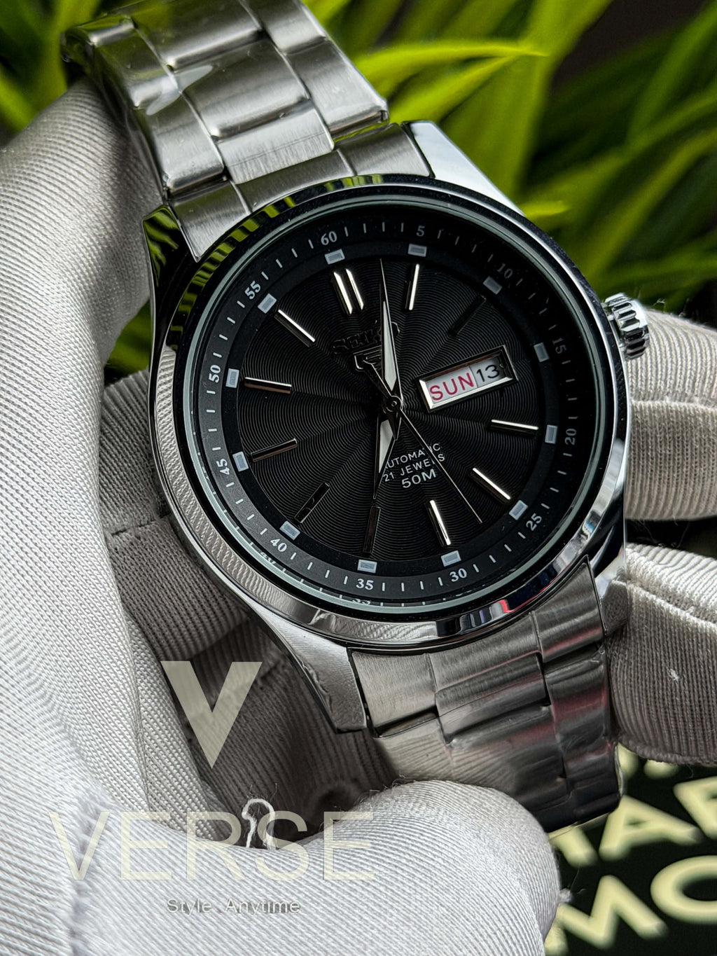 Seiko 5 SNKM87K1 "DressKX" Quartz | Sun Black Dial - ( Double A )