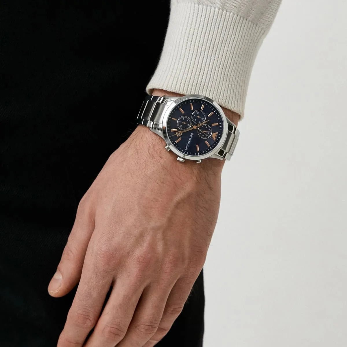 Emporio Armani Renato AR11458 Stainless Steel Chronograph 43mm Blue Dial| Emporio Armani Renato AR11458 - VERSE - 