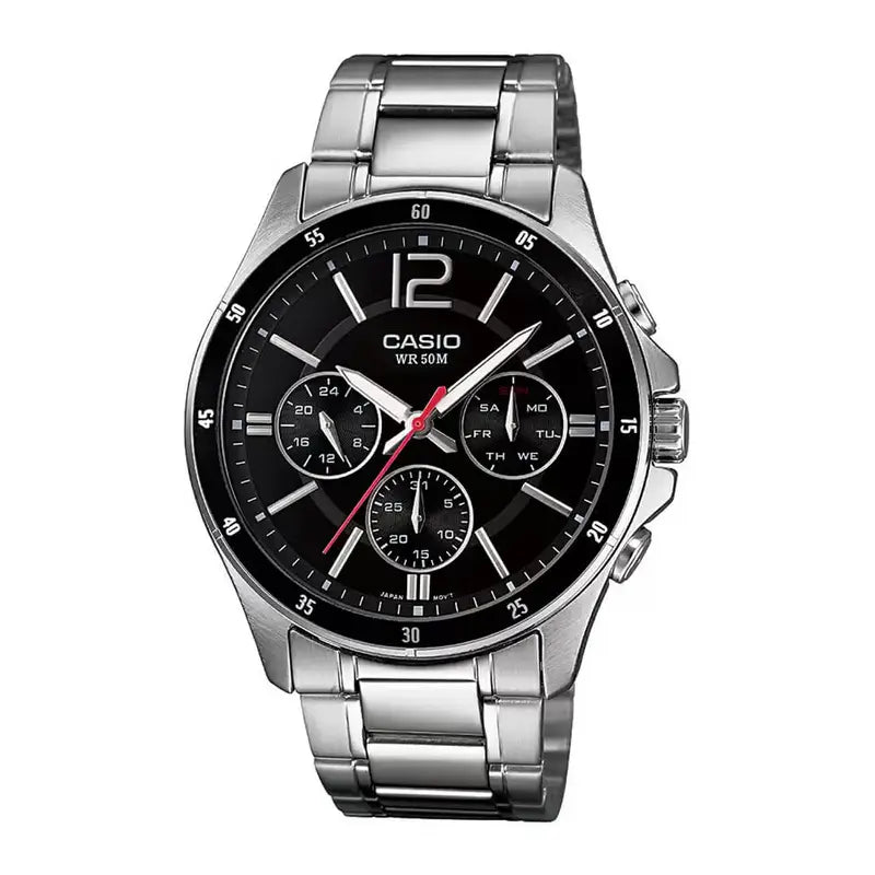 Casio MTP - 1374D - 1AVDF Black Dial Multifunction Men's Stainless Steel Watch | Casio MTP - 1374D - 1AVDF - VERSE - 