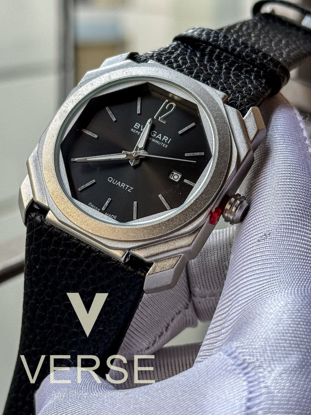 BVLGARI Octo Finissimo Black Belt Black Dial Matte Silver Case AA - VERSE - 