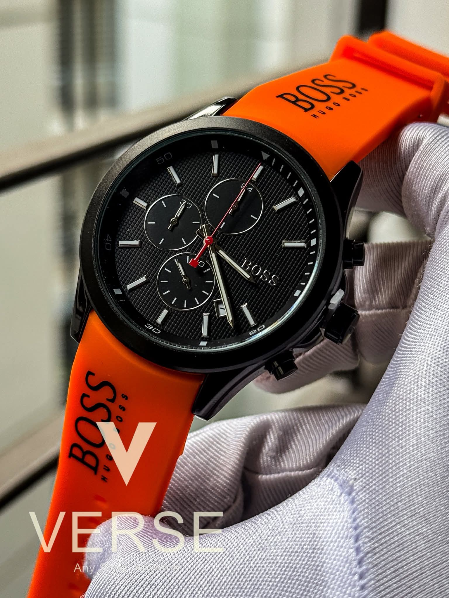 BOSS Velocity Chronograph | Black Dial Orange Silicone Strap - AA - VERSE - 