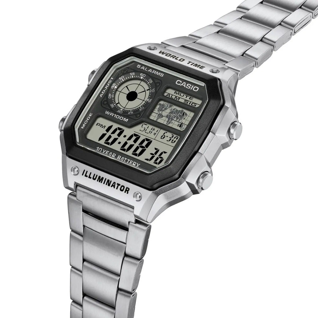 Casio AE-1200WHD-1AVDF “Casio Royale” Youth World Time Stainless Steel Digital Men’s Watch | Casio AE-1200WHD-1AVDFVERSE