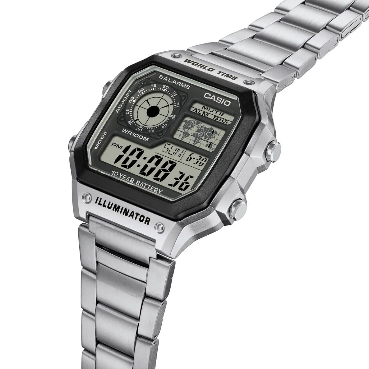 Casio AE-1200WHD-1AVDF “Casio Royale” Youth World Time Stainless Steel Digital Men’s Watch | Casio AE-1200WHD-1AVDFVERSE