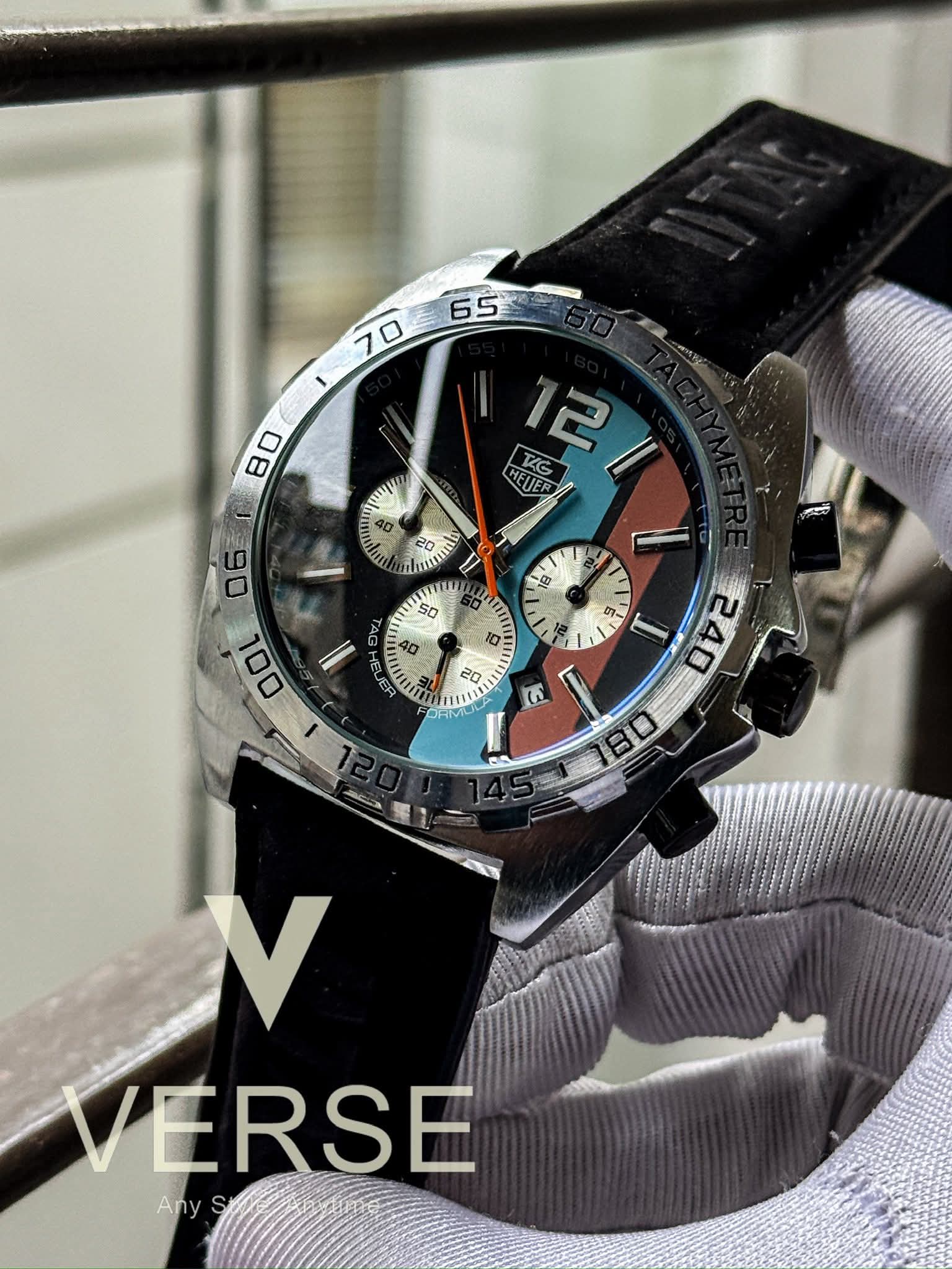 TAGHEUER Black Belt Black F1 Dial Gulf Anniversary Edition - VERSE - 