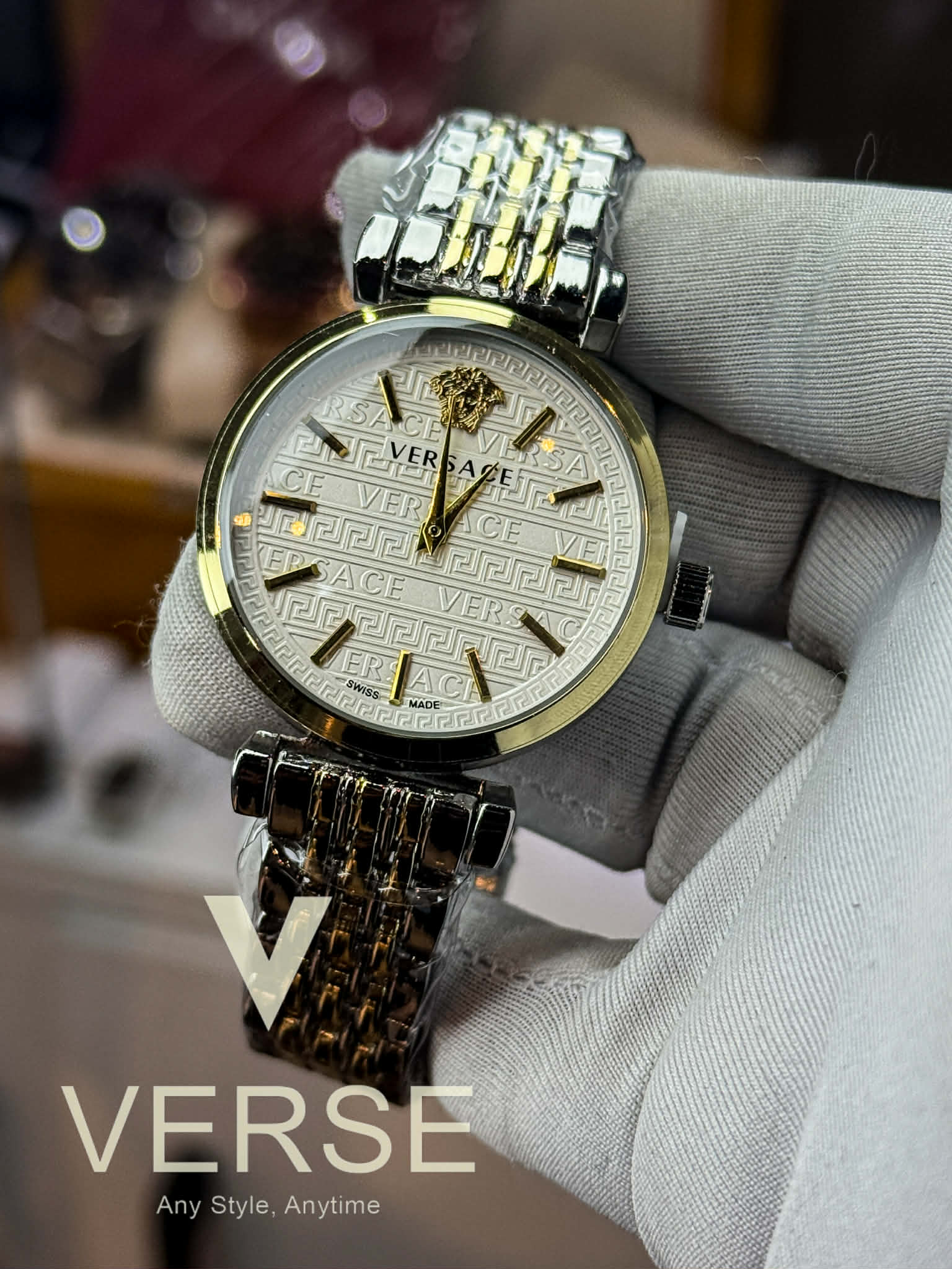 Versace V - Twist Women’s Two - Tone Stainless Steel Watch | White Dial AA - VERSE - 