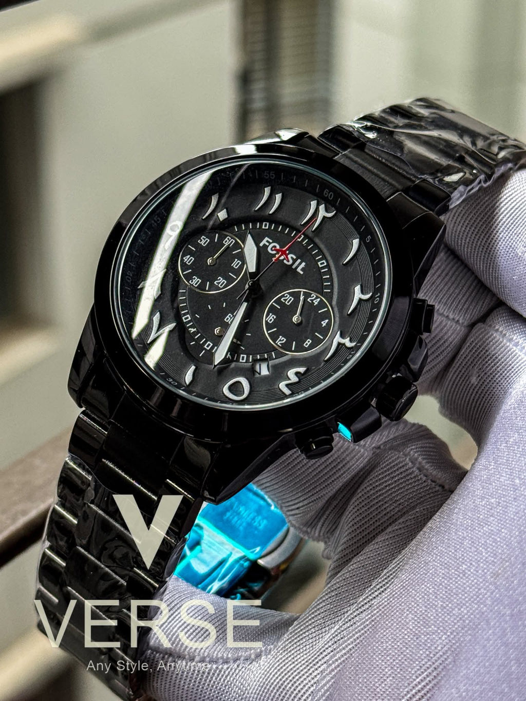 Fossil Grant Chronograph Arabic Dial Black Chain AA - VERSE - 
