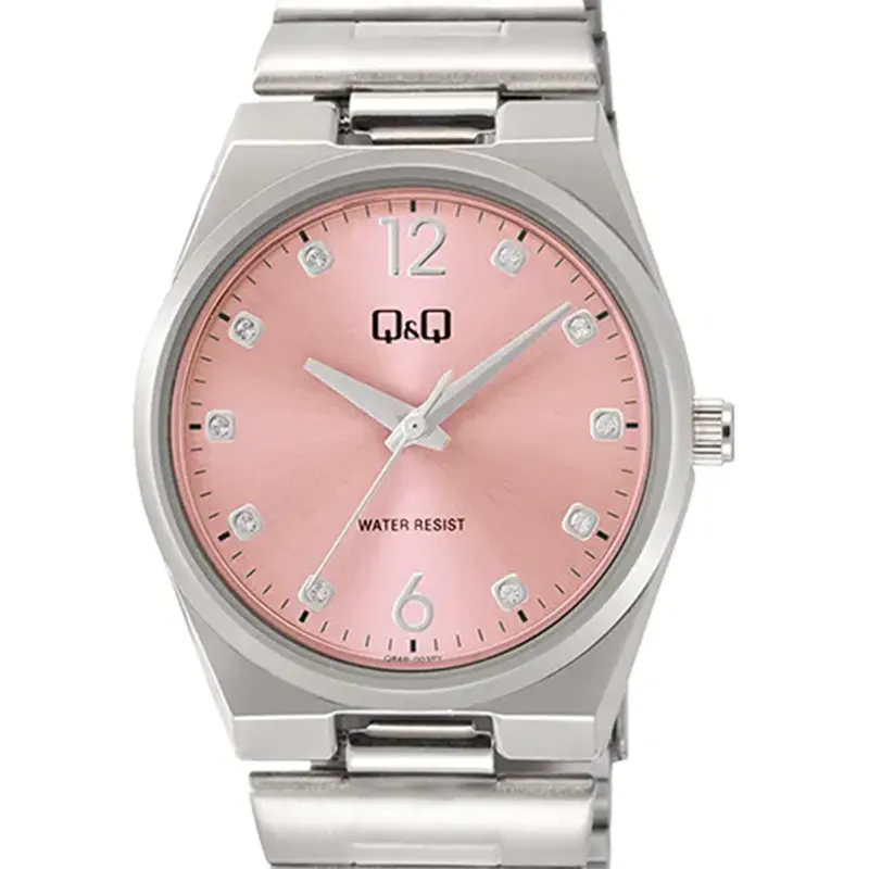 Q&Q Japan Quartz Sakura Pink Dial Stainless Steel Women's Watch | Q&Q Q84B-003PY