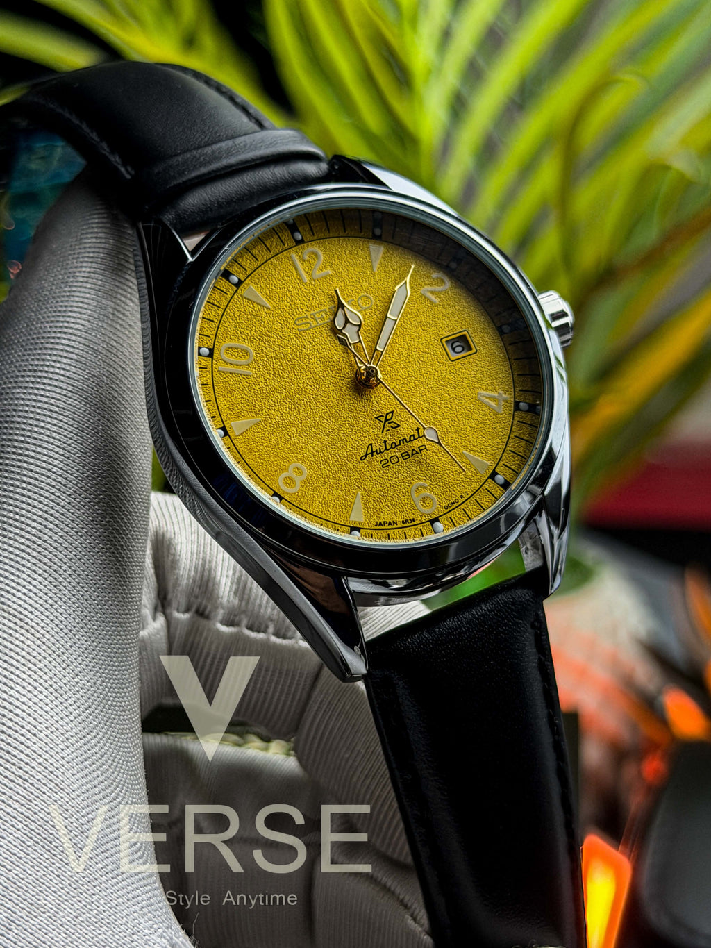 Seiko Prospex “Baby Alpinist” Automatic | Canary Yellow Dial Black Leather - ( Semi Triple A )